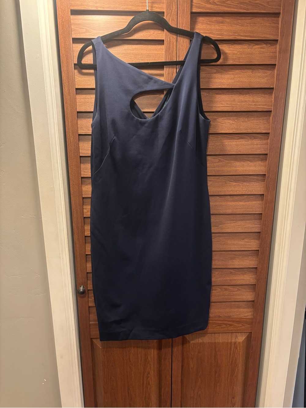 Sleeveless Navy Cutout Sheath Dress
